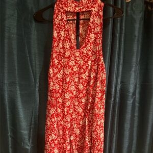 Vici red and white floral midi size L